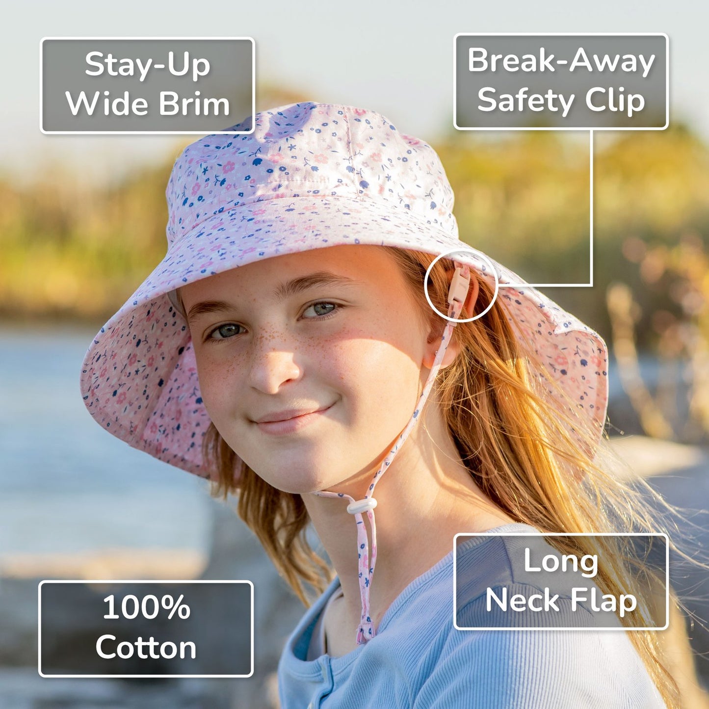 Cotton Xplorer flap Hats | Pink Blossoms