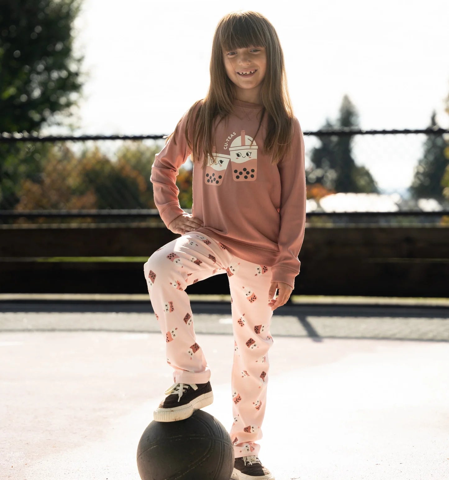 Bamboo Fleece Leggings (bubble tea time )