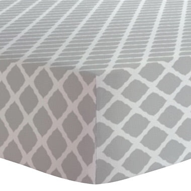 Kushies Crib Sheet-Grey Lattice