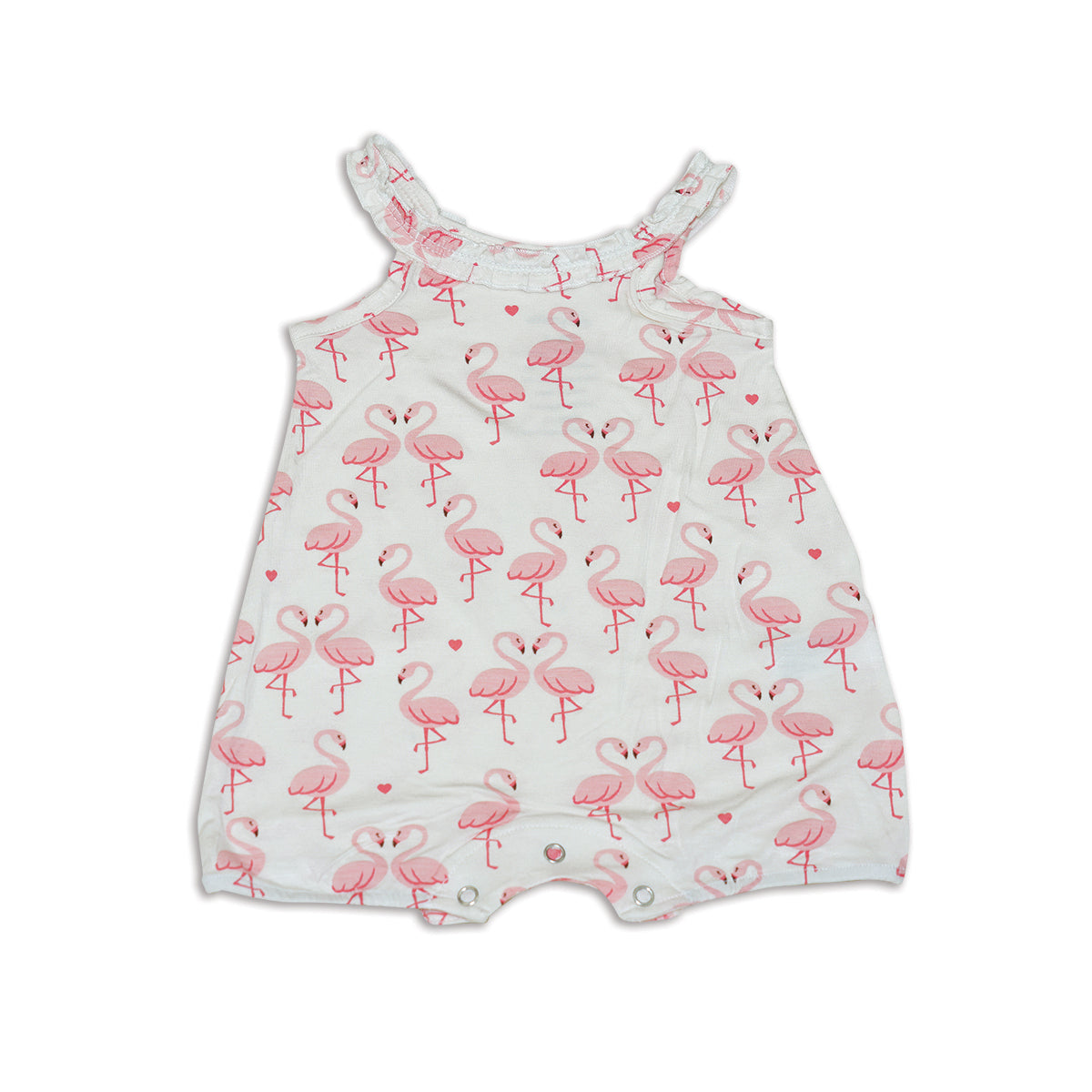 Bamboo Ruffle Romper-Flamingo Love