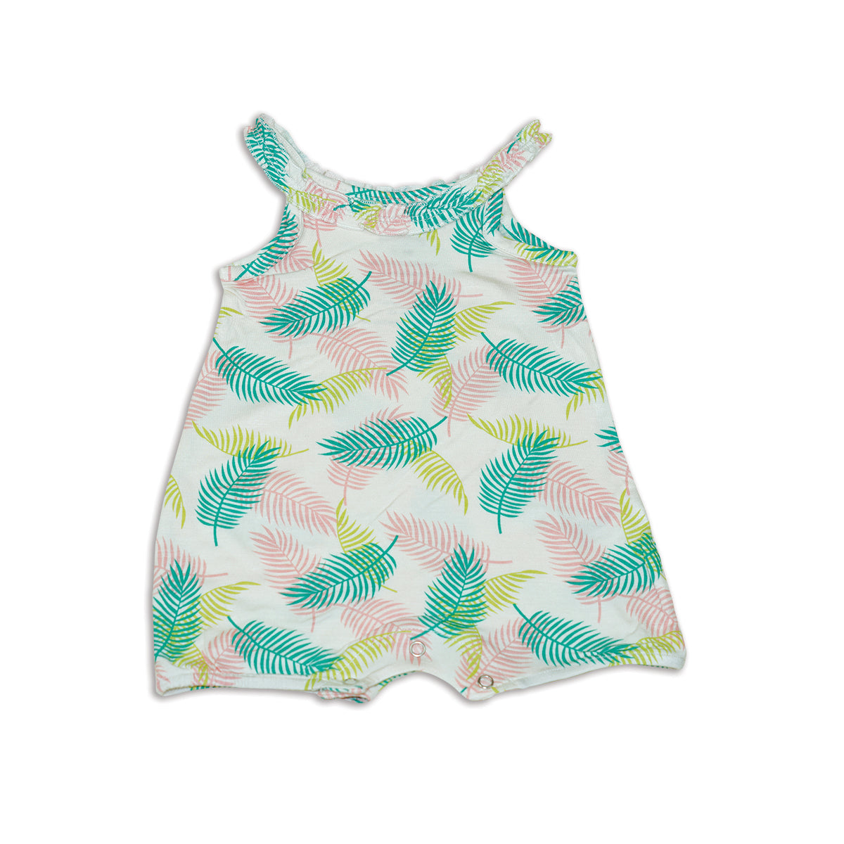 Bamboo Ruffle Romper-Tropical Palm
