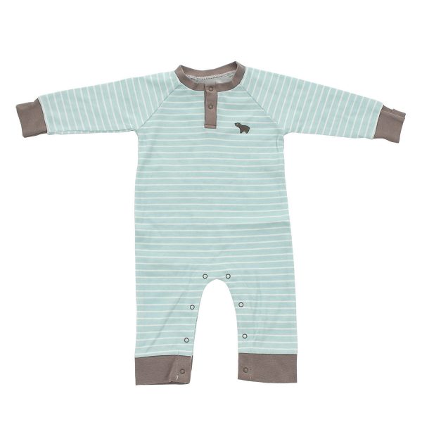 Organic Cotton Striped Bear Romper