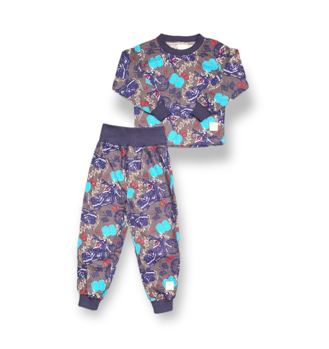 Motorcycle 2 Piece Flannel Pajamas