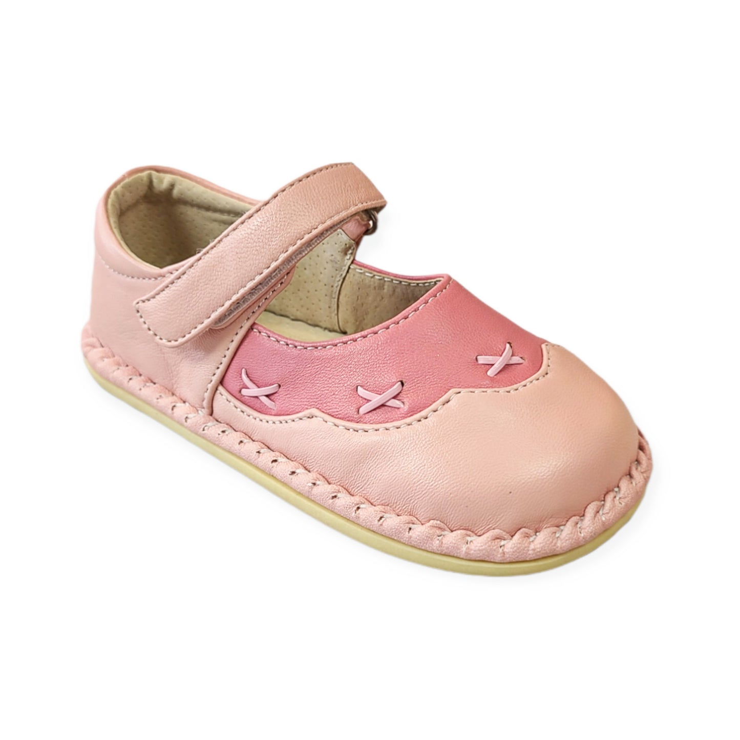 Jessica Pink Stitch Leather Shoes