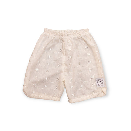 Ivory Lightweight Eyelet Shorts