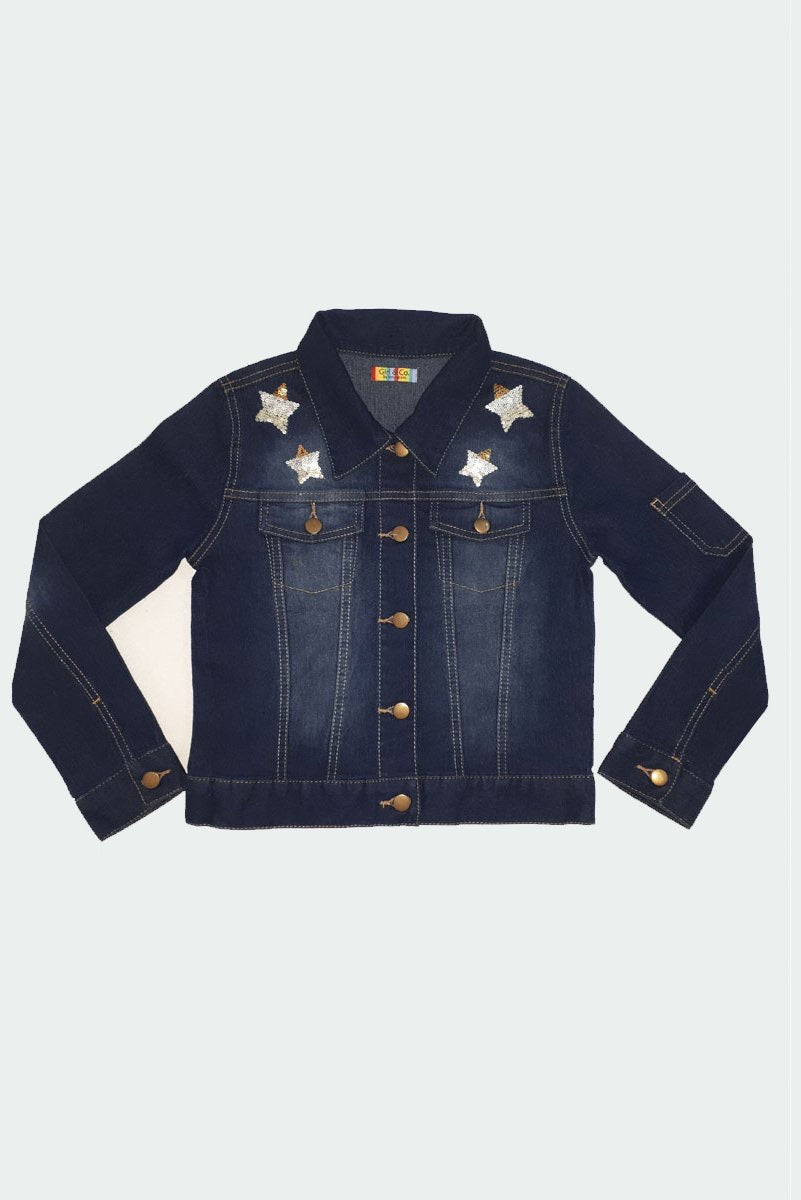 STARLA - STAR SEQUIN JEAN JACKET