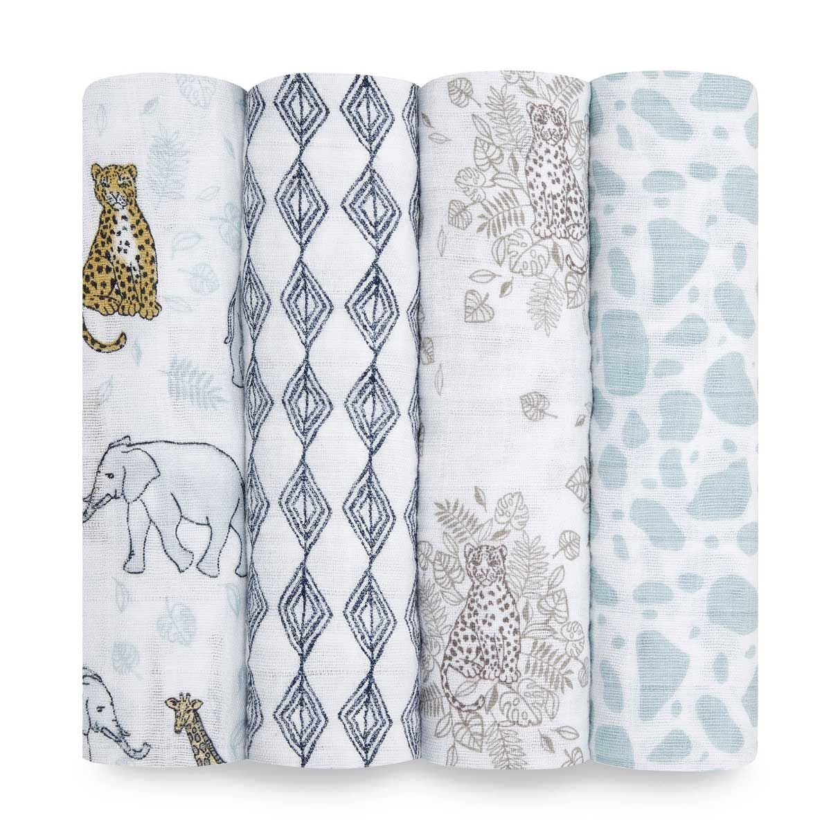 Jungle Muslin Cotton Swaddles 4 Pack
