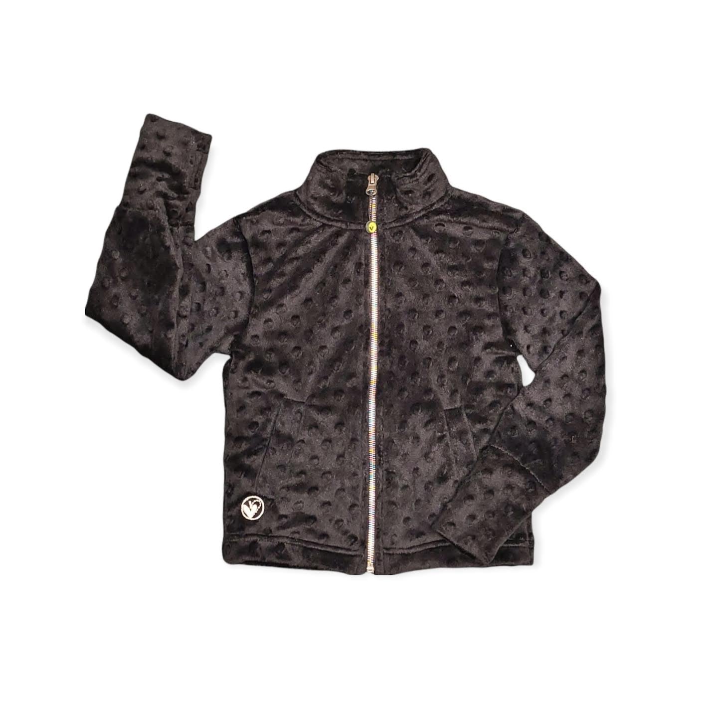 Black Bubble Jacket With Rainbow Zipper