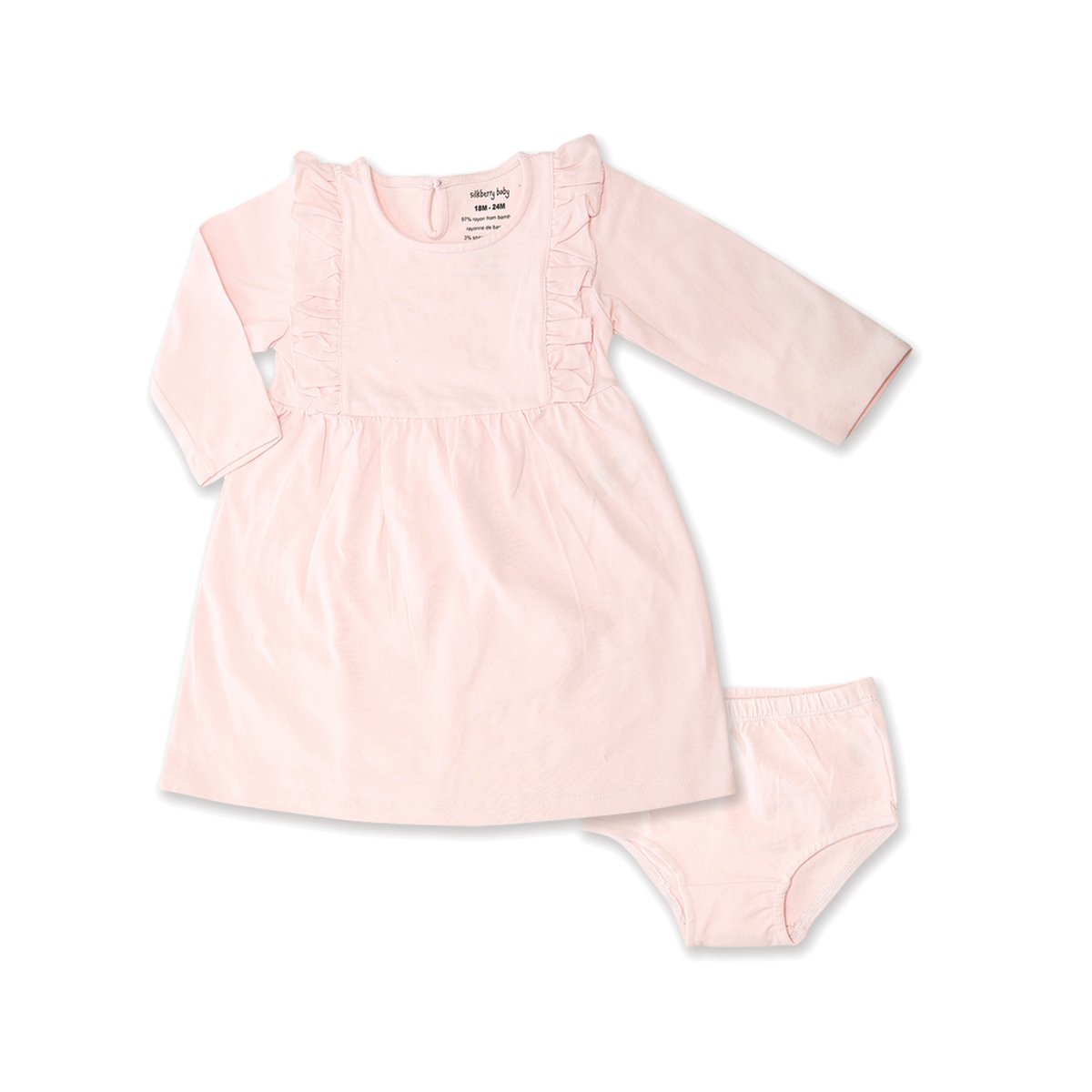 Ballet Pink Organic Cotton Ruffle Dress With Bloomer