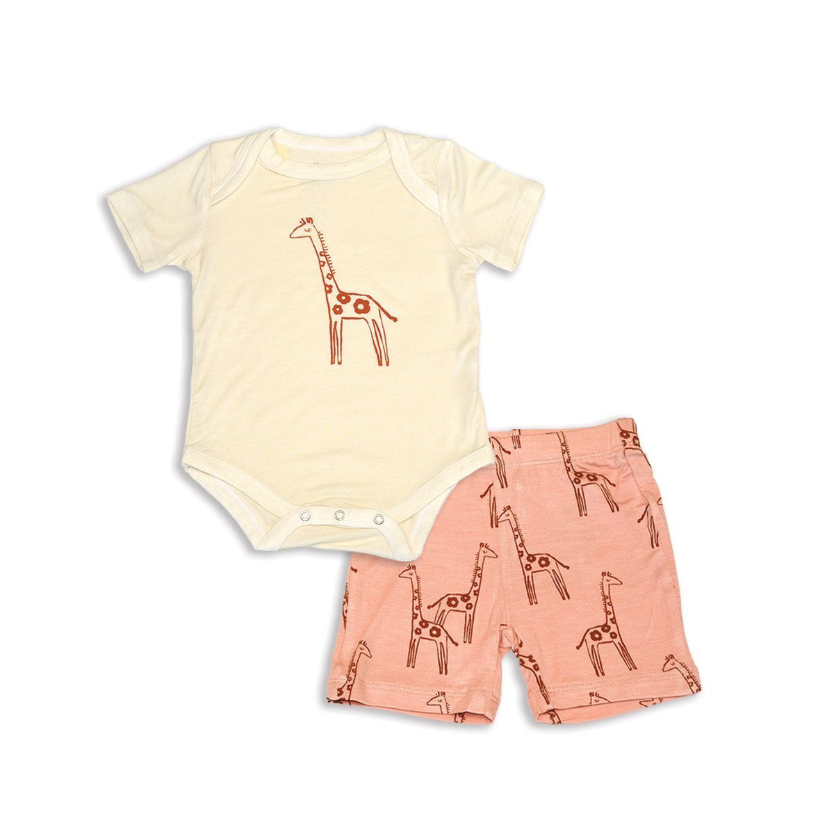 Giraffe Bamboo Short Sleeve Onesie & Short Set