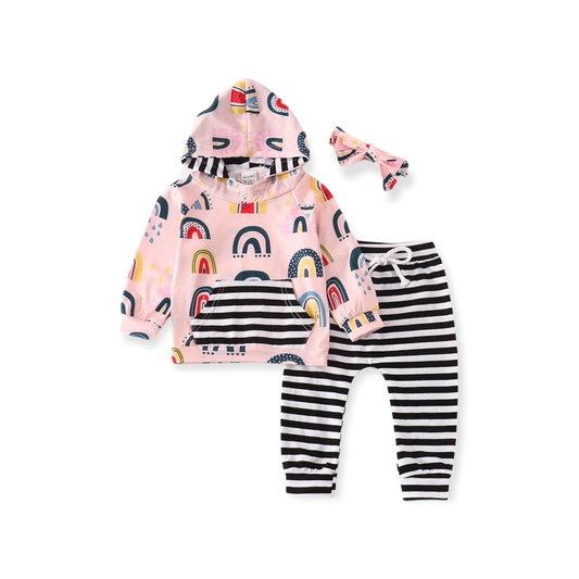 Pink Rainbows 3 Piece Hoodie Set