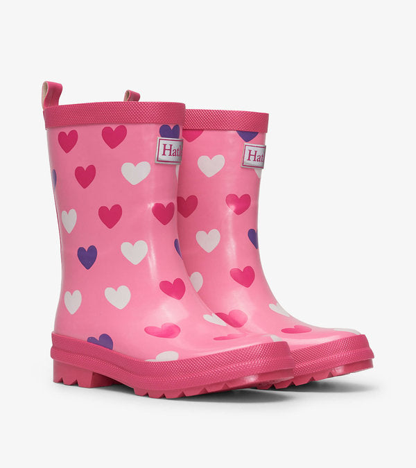 Scattered Hearts Shiny Rain Boots