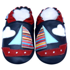 Soft sole leather booties /sailboat