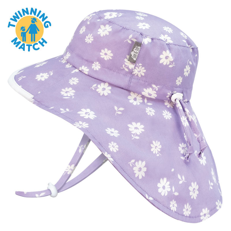 Cotton, explorer flap hat(purple daisy )