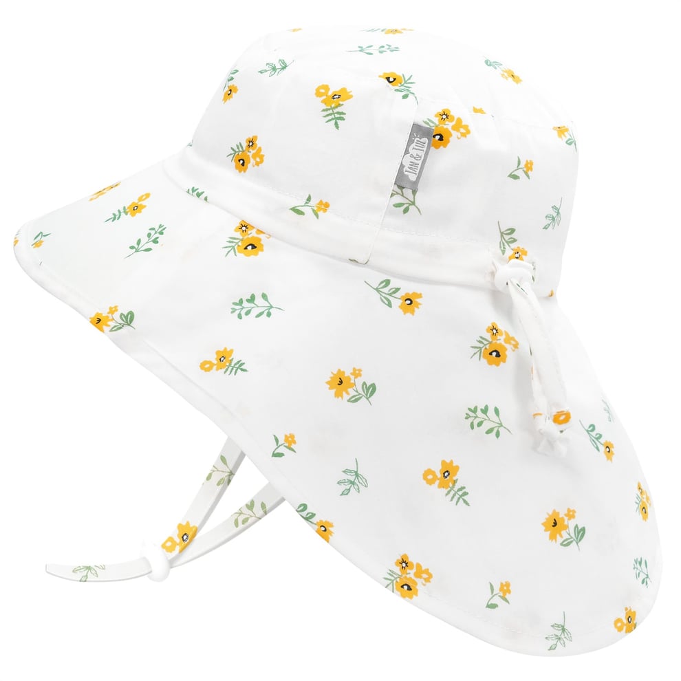 Cotton, explorer flap hat(yellow flowers )