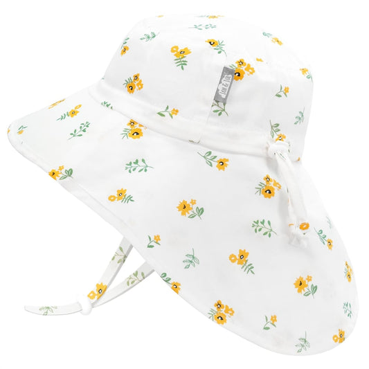 Cotton, explorer flap hat(yellow flowers )