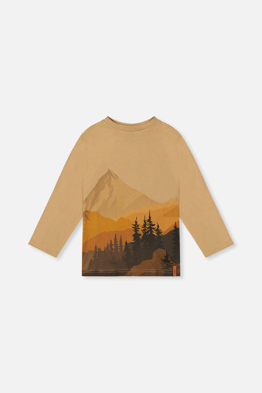 Beige organic cotton long-sleeved T-shirt