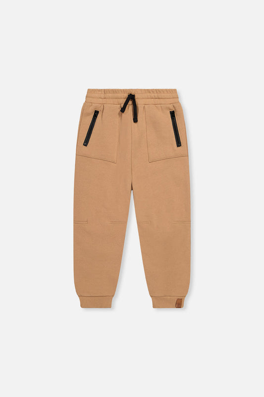 Tan brown fleece jogging pants with pockets
