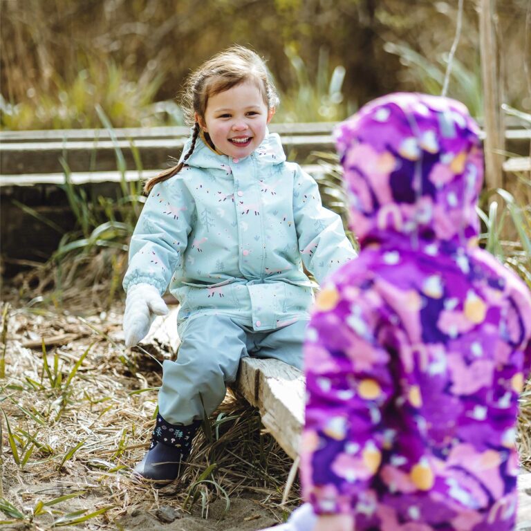 Kids Fleece Lined Rain Jackets | Minty Forest