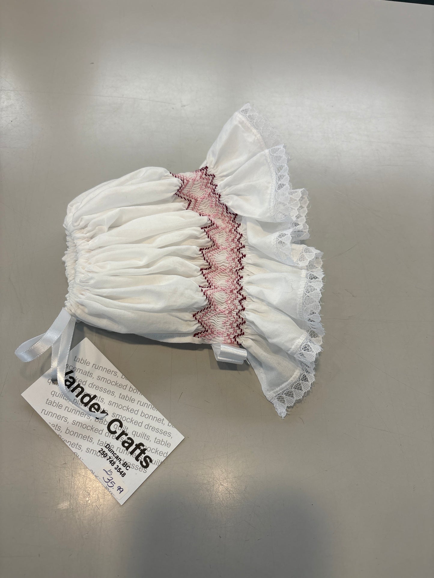 Cotton hand made bonnets ( hand smocked)