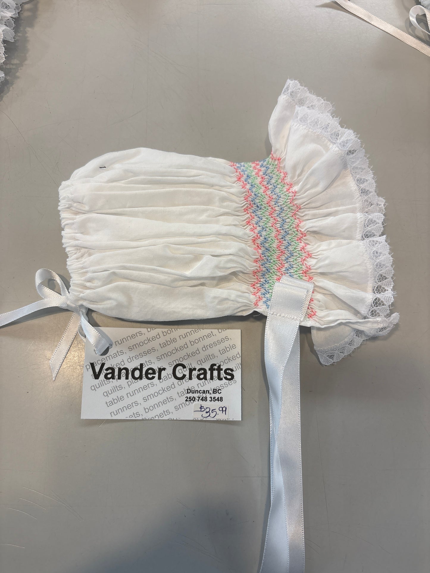 Cotton hand made bonnets ( hand smocked)