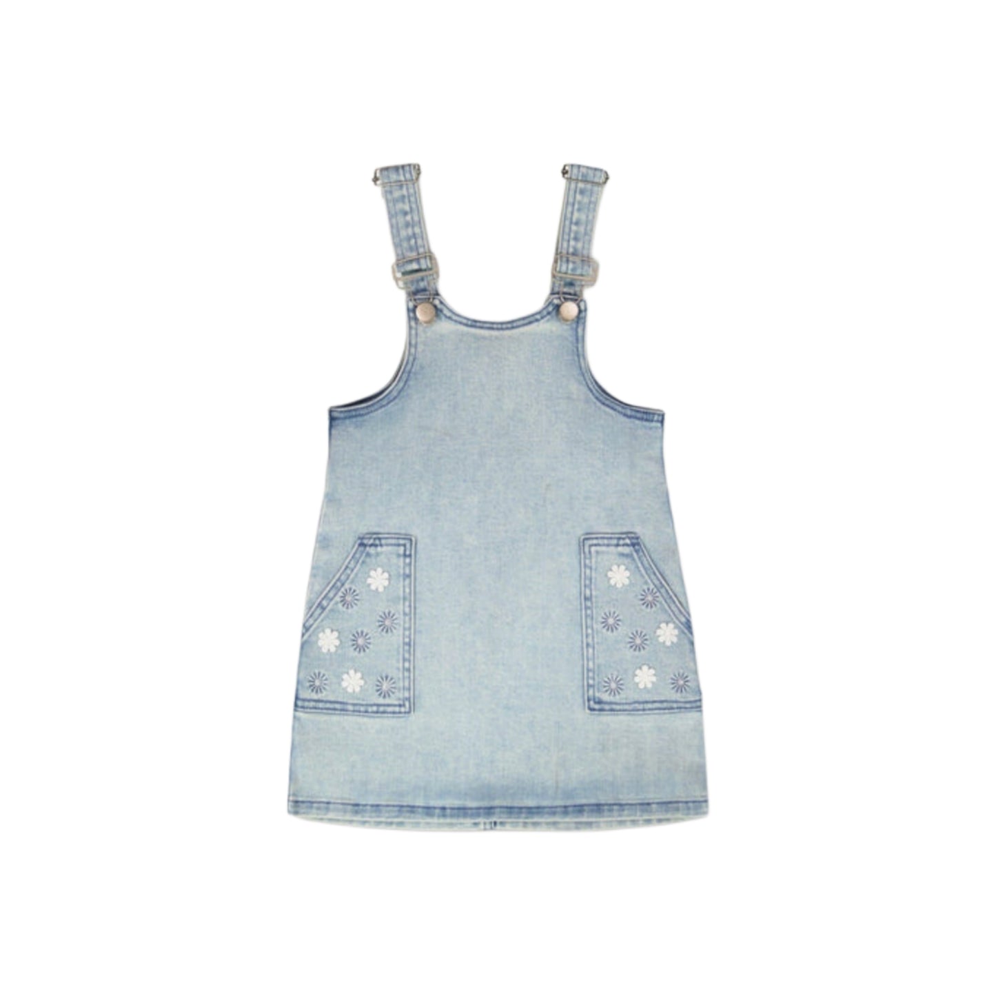 Embroidered Denim Overall Dress