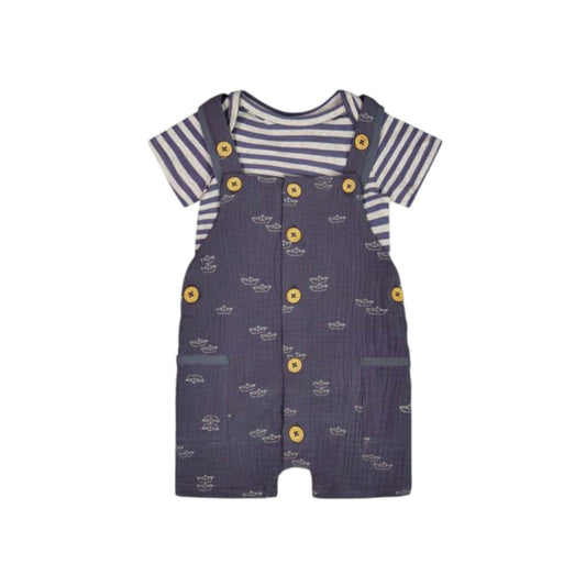 Organic Cotton Onesie and Muslin Overall Set