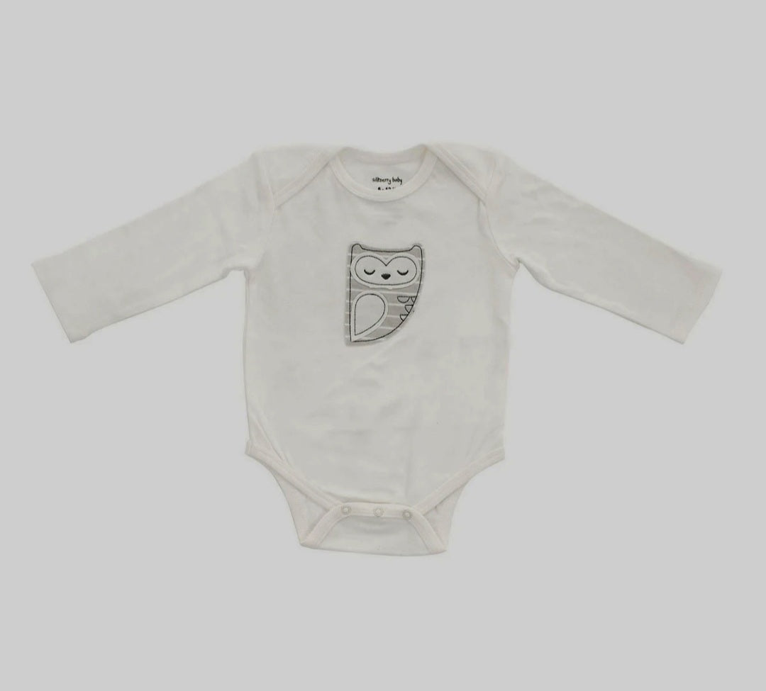 Organic Cotton Long Sleeve Owl Onesie