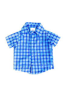 Short Sleeve Collared Plaid Shirt