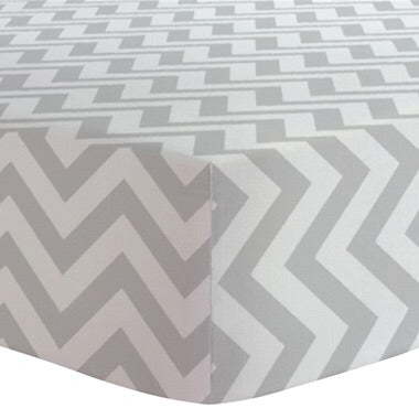 Kushies Crib Sheet-Grey Chevron