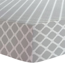 Load image into Gallery viewer, Kushies Crib Sheet-Grey Lattice
