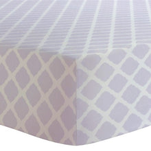 Load image into Gallery viewer, Kushies Crib Sheet-Purple Lattice
