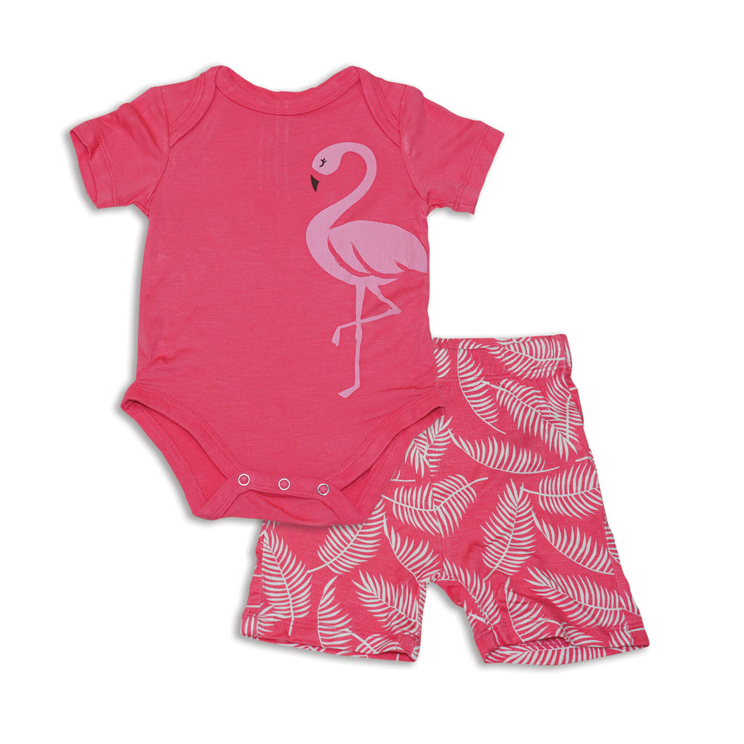 Bamboo Onesie and Short Set-Breezy Leaves