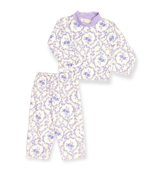 Purple Floral 2 Piece Flannel Pajamas
