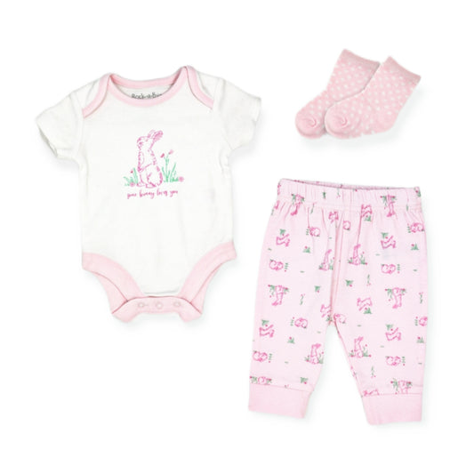 Pink Bunny 3 Piece Set