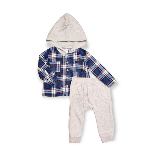 Navy Plaid Sweater Set