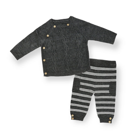 Black Striped Knit Sweater Set