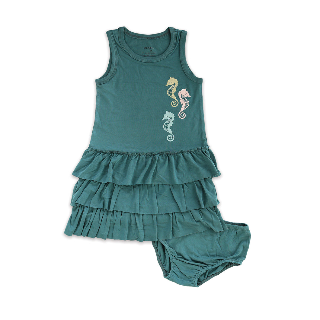 Bamboo Ruffle Dress and Bloomer Stormy Teal