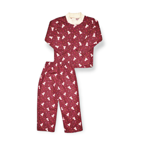 Burgundy Hippos 2 Piece Flannel Pajamas