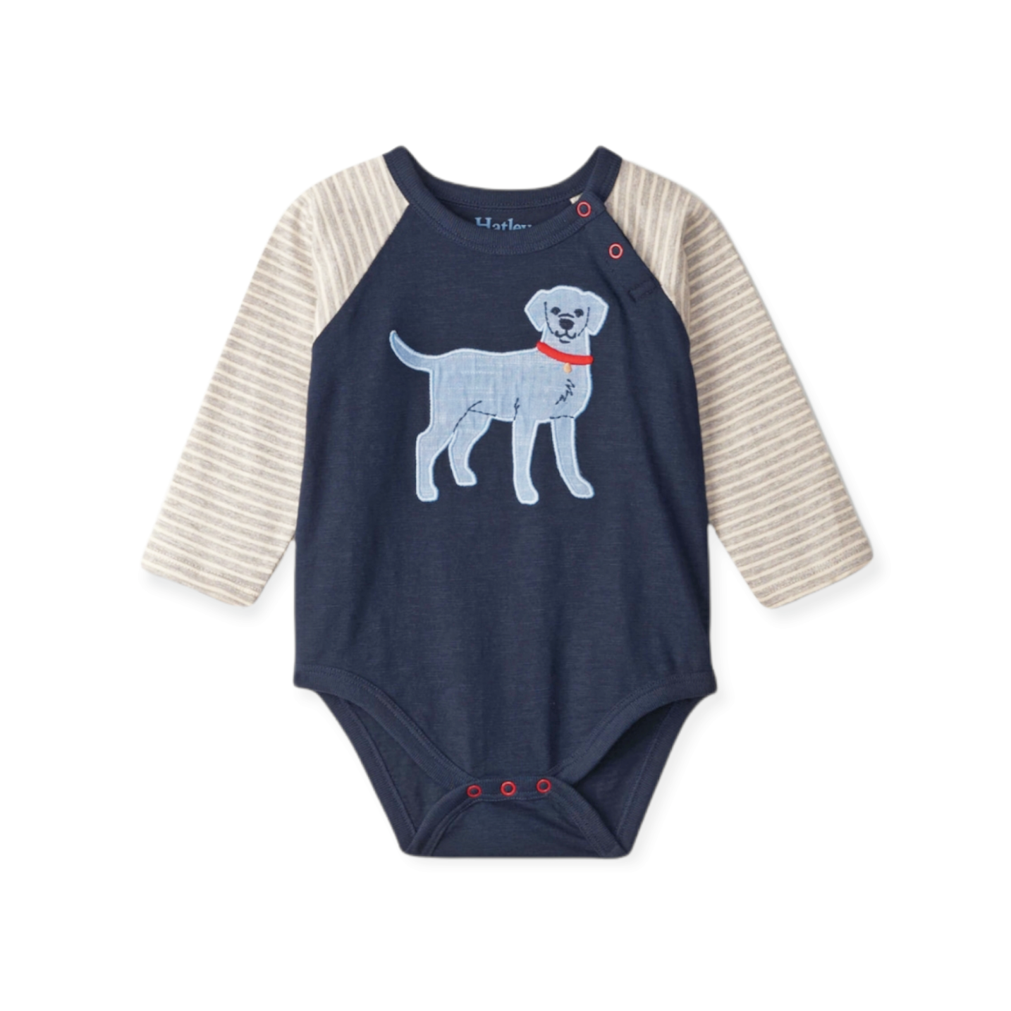 Blue Pup Raglan Long Sleeve Onesie