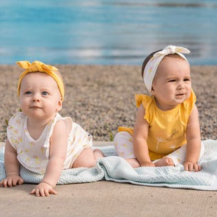 Organic Cotton Printed Top & Leggings Set Yellow & White Dandelion