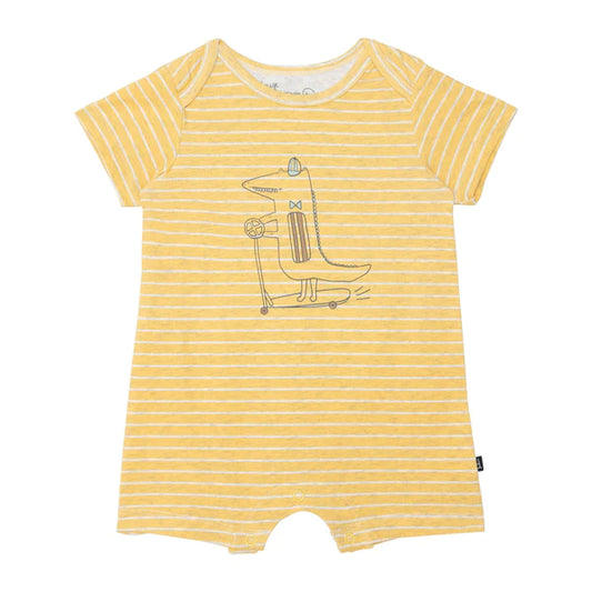 Organic Cotton Striped Romper Yellow