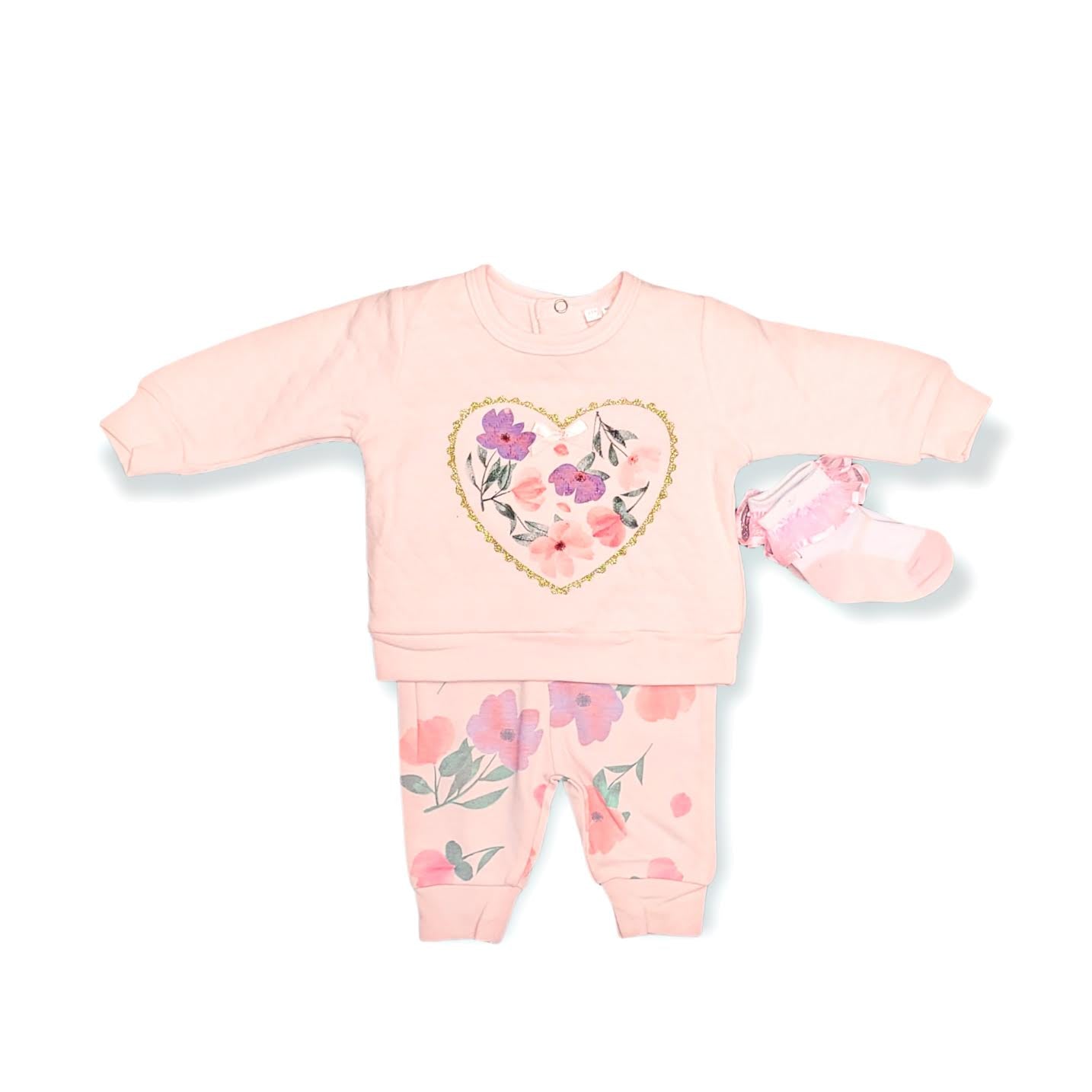 Quilted Floral 3 Piece Sweater Set