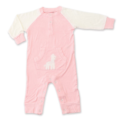 Pink Giraffe Bamboo Romper