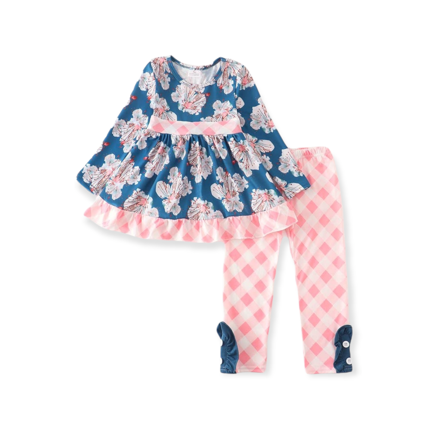 Navy Pink Ruffle 2 Piece
