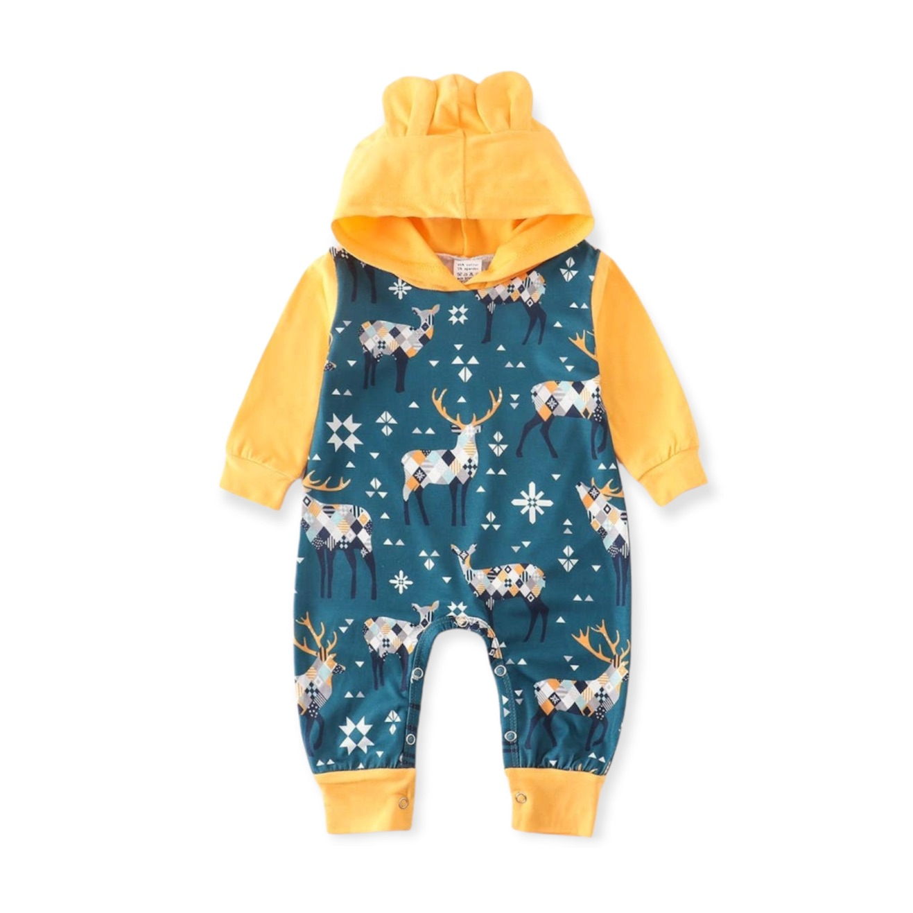 Mustard Deer Hooded Romper