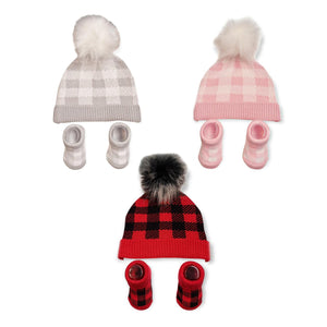 Plaid Hat And Bootie 2 Piece Set