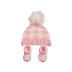 Plaid Hat And Bootie 2 Piece Set