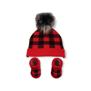 Plaid Hat And Bootie 2 Piece Set