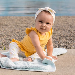 Organic Cotton Printed Top & Leggings Set Yellow & White Dandelion